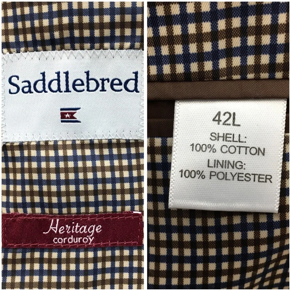 SADDLEBRED Mens Corduroy‎ Blazer Sport Coat Casual Jacket Size 42L Classic Suit